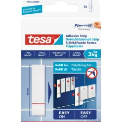 TESA TIL GLATTE OVERFLADER DOBBELTKLÆBENDE STRIPS 3 KG 6 STK