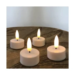 VELI LINE 4 STK HVIDE MED TIMER LED FYRFADSLYS