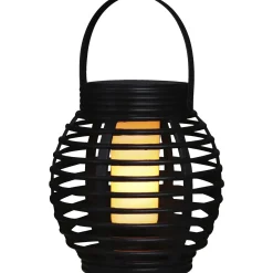 VELI LINE RATTAN FLAME SOLCELLE LANTERNE BRUN 16 CM